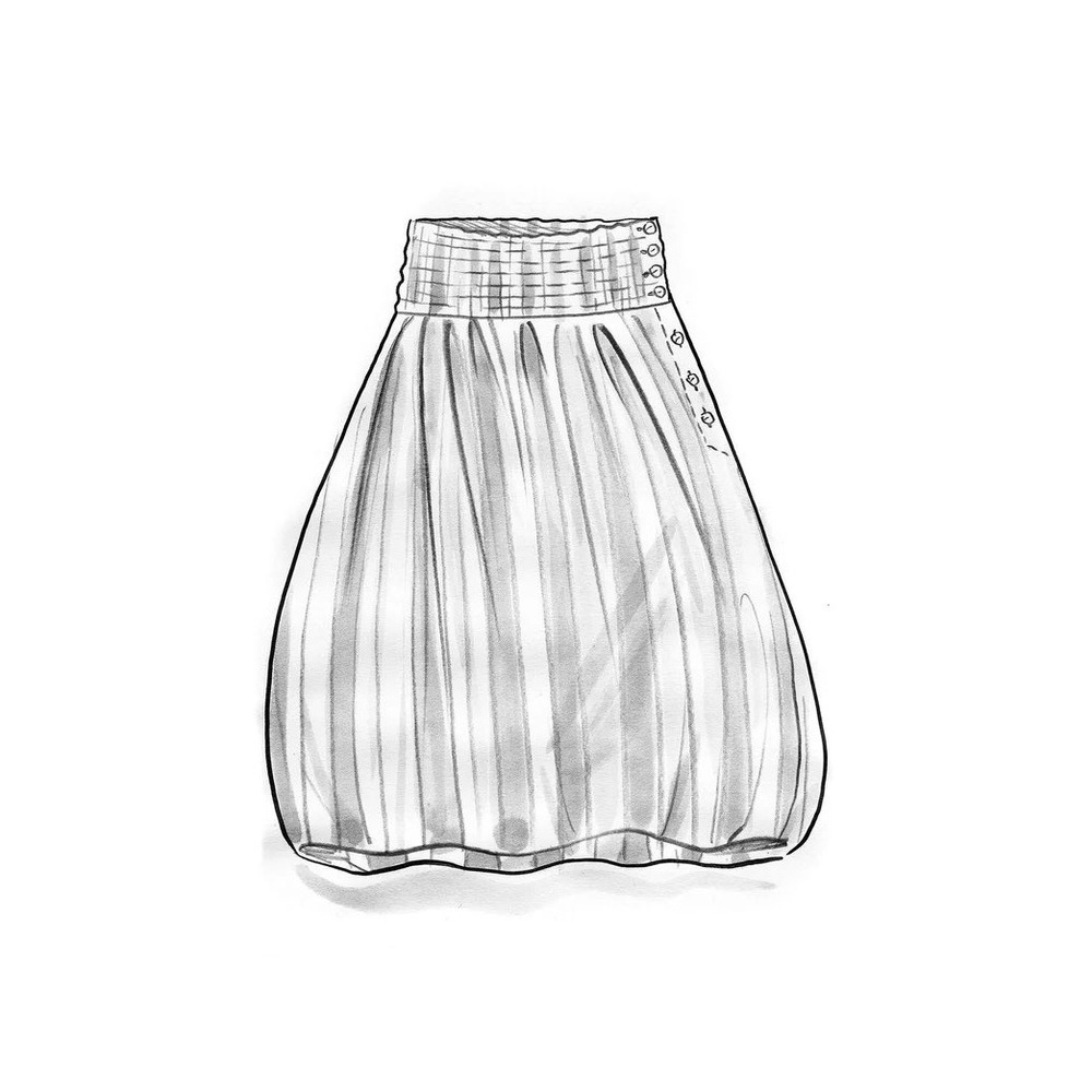 Gudrun Sjoden Akira 100% Organic Cotton Woven Striped Smocked Midi Boho Skirt M - Picture 4 of 11